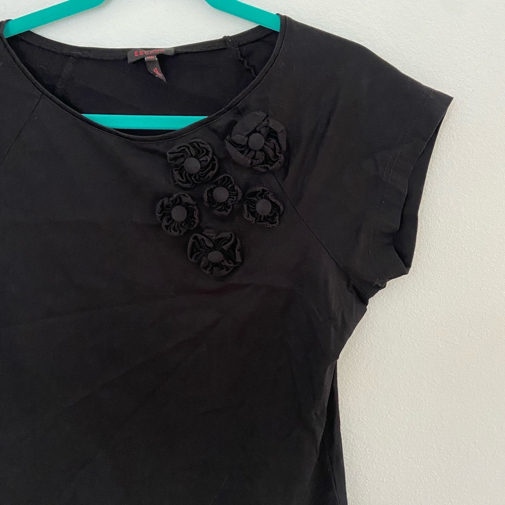 Escada black top with flowers size 40
